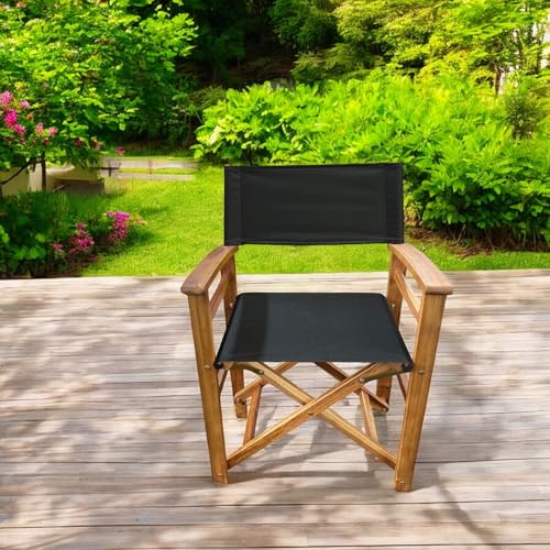 Patio Wise Wooden Folding Director's Chair - Indoor & Outdoor Portable Seating