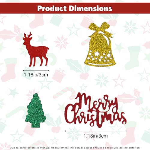 100Pcs Christmas Confetti Glitter Table Decor - Red, Green & Gold Shapes