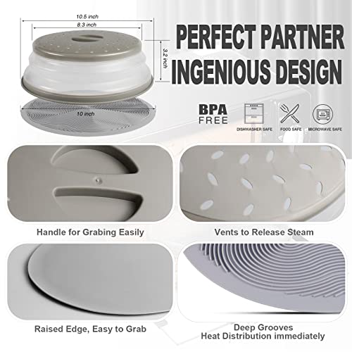 Collapsible Microwave Splatter Cover & Silicone Trivet Mat - Grey