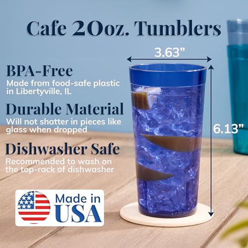 20-Ounce Reusable Plastic Tumblers - Stackable BPA-Free Drinking Cups (Set of 16)