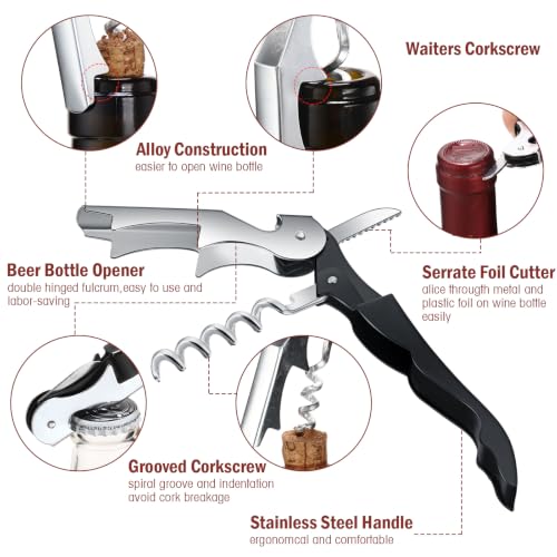 Honoson 16 Pcs Black Waiter's Corkscrew Wine Openers Set - Professional Quality