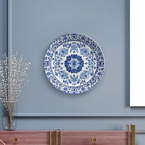 Blue and White Ceramic Decorative Plate - Artistic Porcelain Display Dish