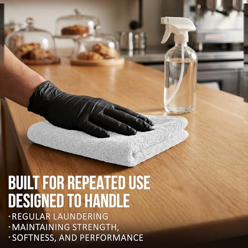 RIVERSIDE 24 White Cotton Wash Cloths - 12x12 Inches, Soft & Absorbent