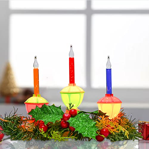 Doratale 3 Lights Bubble Light Centerpiece – Multicolor Plug-In Window Candles (4 Bulbs + 1 Spare) 9" x 3" x 7"