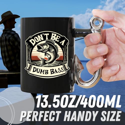 Fishing Gifts for Men - Funny Bass Fishing Mug, 13.5oz Ceramic Dad & Grandpa Gift