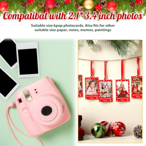 Vercraft 36 Pcs Christmas Photo Frame Ornaments with Red Ribbon - Style 1