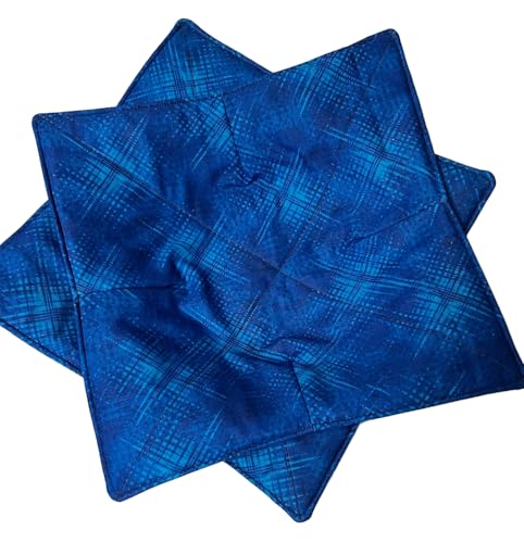Set of 2 Microwaveable Cotton Plate Cozies - 10-Inch Square Blue Holders