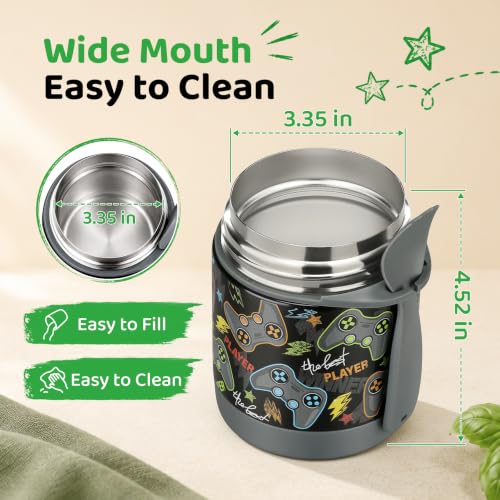 Kids Insulated Food Jar 10oz Stainless Steel Vacuum Soup Thermos with Spoon