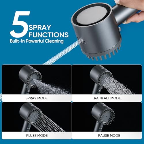 5-Mode Handheld Filtered Shower Head with Chlorine Removal Filter