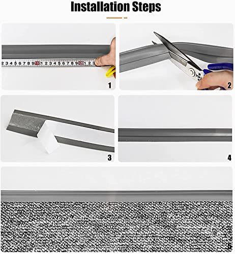 Flexible Rubber Carpet Transition Strip, Self-Adhesive Edge Trim, 400cm