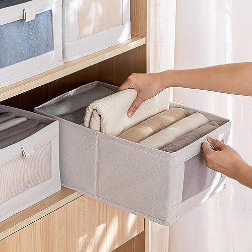 4-Pack Linen Closet Storage Bins and Baskets with Clear Window