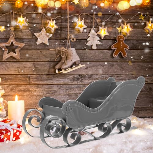 Grey Miniature Wooden Sleigh Christmas Decoration Tabletop Ornament