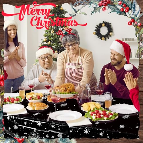 4 Pcs Christmas Disposable Tablecloths 108x54 in Snowman Design – PE Plastic