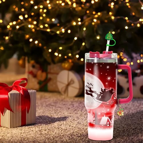 VRHGL Red 4+2 Christmas Stanley Cup Straw Toppers & Handle Charms Kit for 30oz/40oz