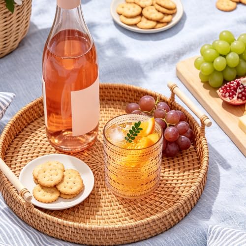 12PCS Vintage Hobnail Plastic Drinking Glasses, 13 oz Embossed Tumbler Set