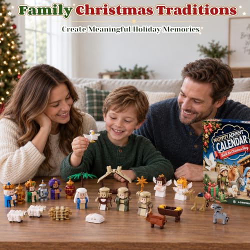 Nativity Advent Calendar 2026 Kids Building Blocks Set – 24-Day Christmas Countdown with Holy Family & Nativity Figures