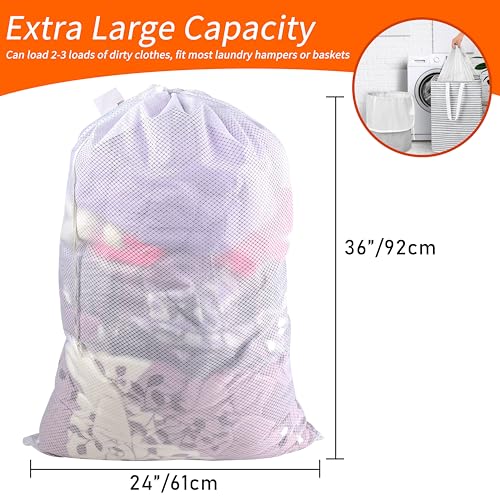 Extra Large Heavy Duty Diamond Mesh Laundry Bag, 24x36 Inch