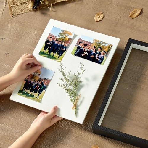 11x14 Shadow Box Frame with Linen Backing and Glass Display Case, 1.5" Deep