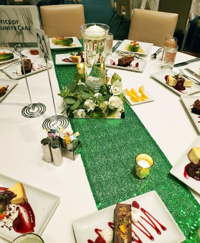Green Glitter Sequin Table Runners 12 x 72 in — Pack of 10 (Green) by WENSINL, 12x72