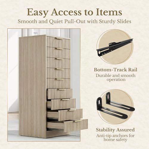 9-Drawer Vertical File Cabinet, Wooden Storage Organizer for Home Office