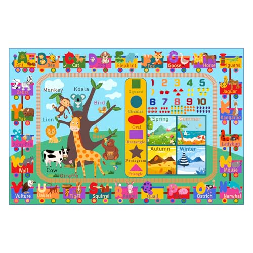 Educational Kids Alphabet Area Rug - 3x5 Non-Slip Playroom Learning Carpet