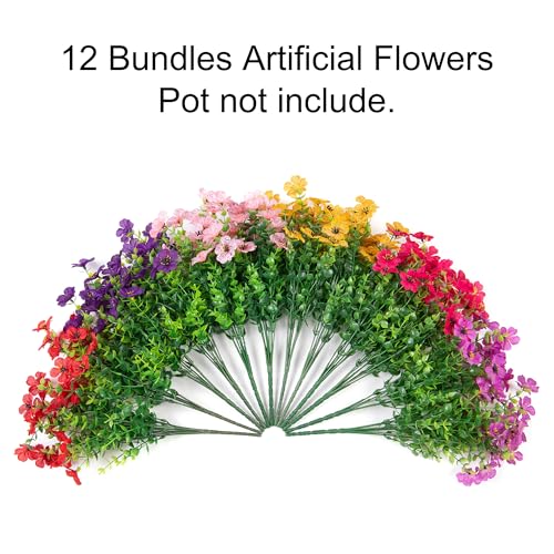 UV-Resistant Artificial Daisy Flowers with Eucalyptus Leaves - 12 Bundles