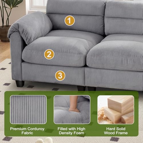 4-Piece Corduroy Living Room Sofa Set with Ottoman, Loveseat and Couch