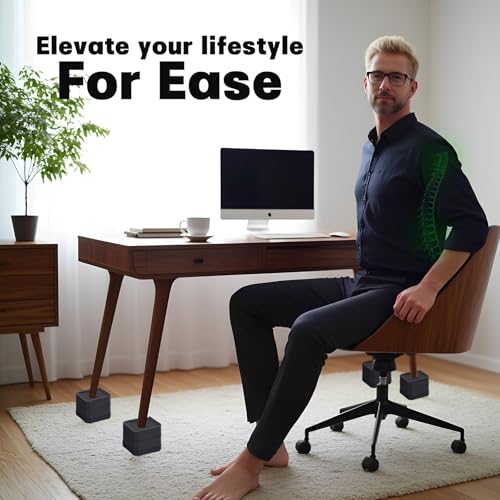 Heavy Duty Bed Risers, Adjustable 3 Inch Elevation, 4 Pack