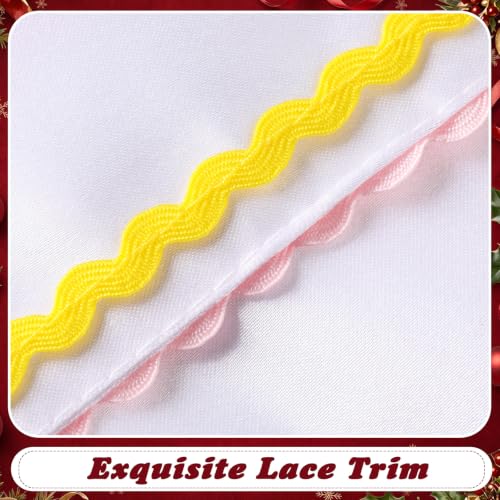 VitalCozy 12-Pcs Scalloped White Wreath Sash with Colorful Trim for Front Door 56in