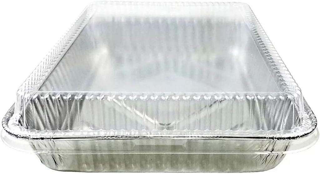 PACTOGO Disposable Aluminum Foil Oblong Cake Pans - 13" x 9" x 2" with Dome Lids | 108 Oz for Baking & Storing (Pack of 12)