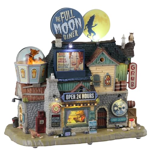Animated Halloween Diner Lit Building with Motion Effects and Adaptor