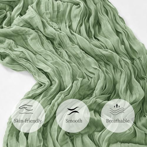 10 Pack Sage Green Cheesecloth Table Runner 17x108in 9ft | Boho Wedding Backdrop & Party Décor