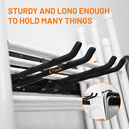 Heavy Duty Garage Tool Storage Rack Wall Mount System with 6 Adjustable Hooks and 48-Inch Track