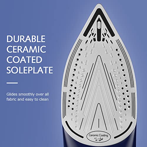 BEAUTURAL 1500W Steam Iron for Clothes with Ceramic Soleplate & Auto-Off
