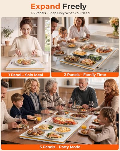 BTUVC 36x16 3-in-1 Warming Tray Set with Independent Temp & Timer, White-Gold