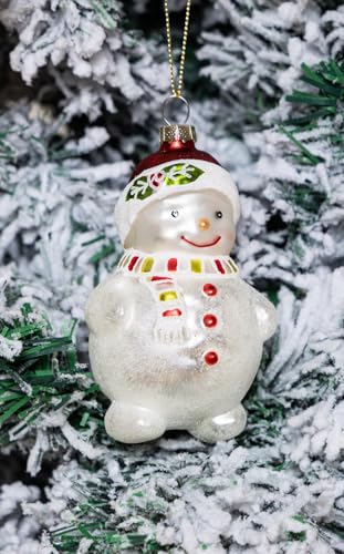 2 Count Glass Snowman Christmas Ornaments – Hand Painted Holiday Decor