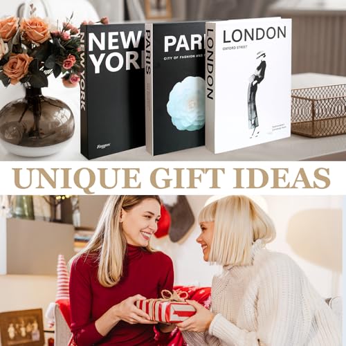 Faux Decorative Book Set of 3, Modern Coffee Table & Shelf Decor Boxes