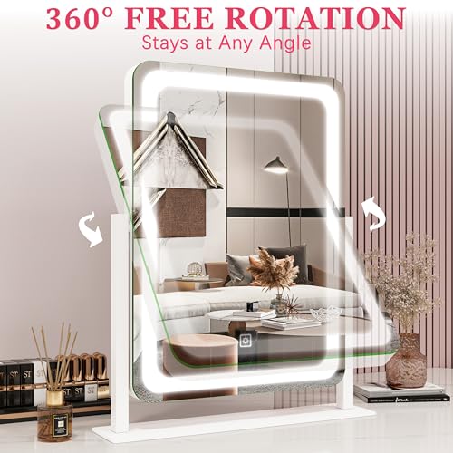 ROLOVE Vanity Mirror with Lights, 12.6"x15" LED Makeup Smart Touch