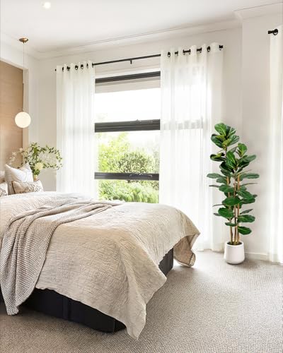 5ft Artificial Fiddle Leaf Fig Tree in White Planter - Lifelike Indoor Decor