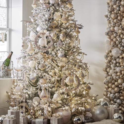 Raz Imports 4-Inch Beaded Ornament Set of 3 - Light Brown Christmas Ornaments