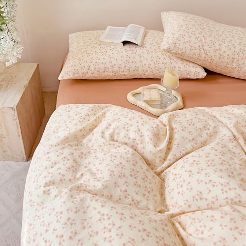 Floral Muslin Cotton Duvet Cover Set, Soft Breathable Farmhouse Bedding