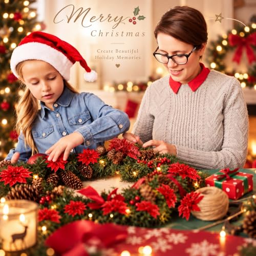 Gejoy 36 Pcs Red Poinsettia Flowers 3.54 In for Christmas Tree Decor, Wreaths