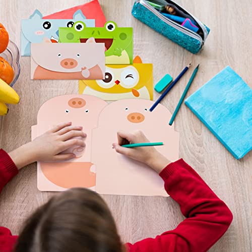 30 PCS Cartoon Animal Thank You Cards & Foldable Envelopes for Kids Party