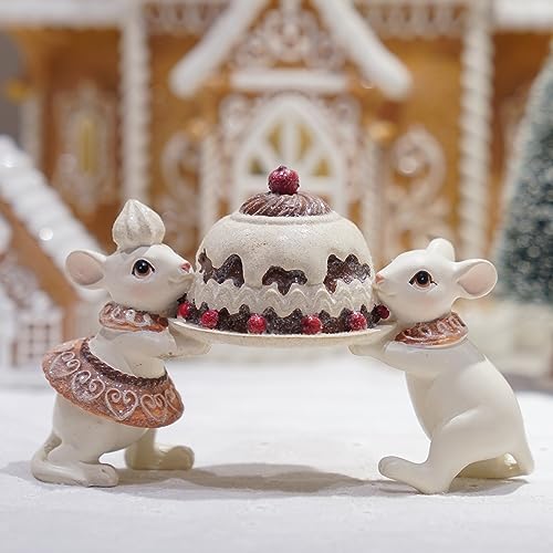 Cute Resin Christmas Mouse Figurine - Festive Indoor Tabletop Decor