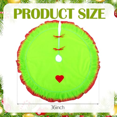 Soulchen 36 Inch Lime Green Christmas Tree Skirt Felt Tree Collar with Plush Trim