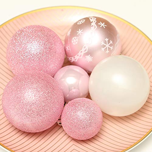Sea Team 86-Pack Shatterproof Pink Christmas Ball Ornaments - Multi-Size Set
