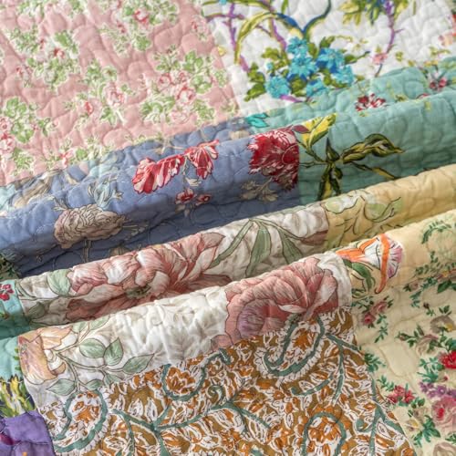 YAYIDAY 100% Cotton Oversized King Patchwork Quilt Set - 120x118 Bedspread