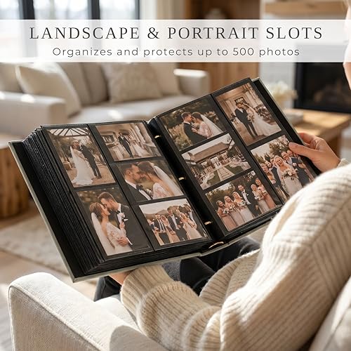 Large Linen Photo Album for 500 4x6 Photos - Sage Fabric Memory Book