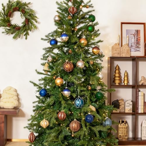 DN Deconation Matte Silver Christmas Ornaments Set of 9 - Glass Ball Decor, 3.14"