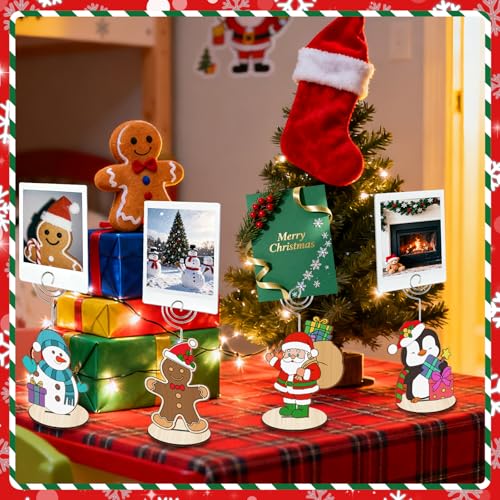 Christmas Wooden Place Card Holders with Paint Set - 12 Pieces